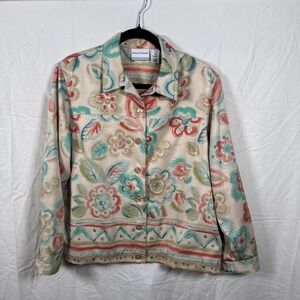Alfred Dunner Women's Size 14P Jacket Floral Button Up‎ Sequins
